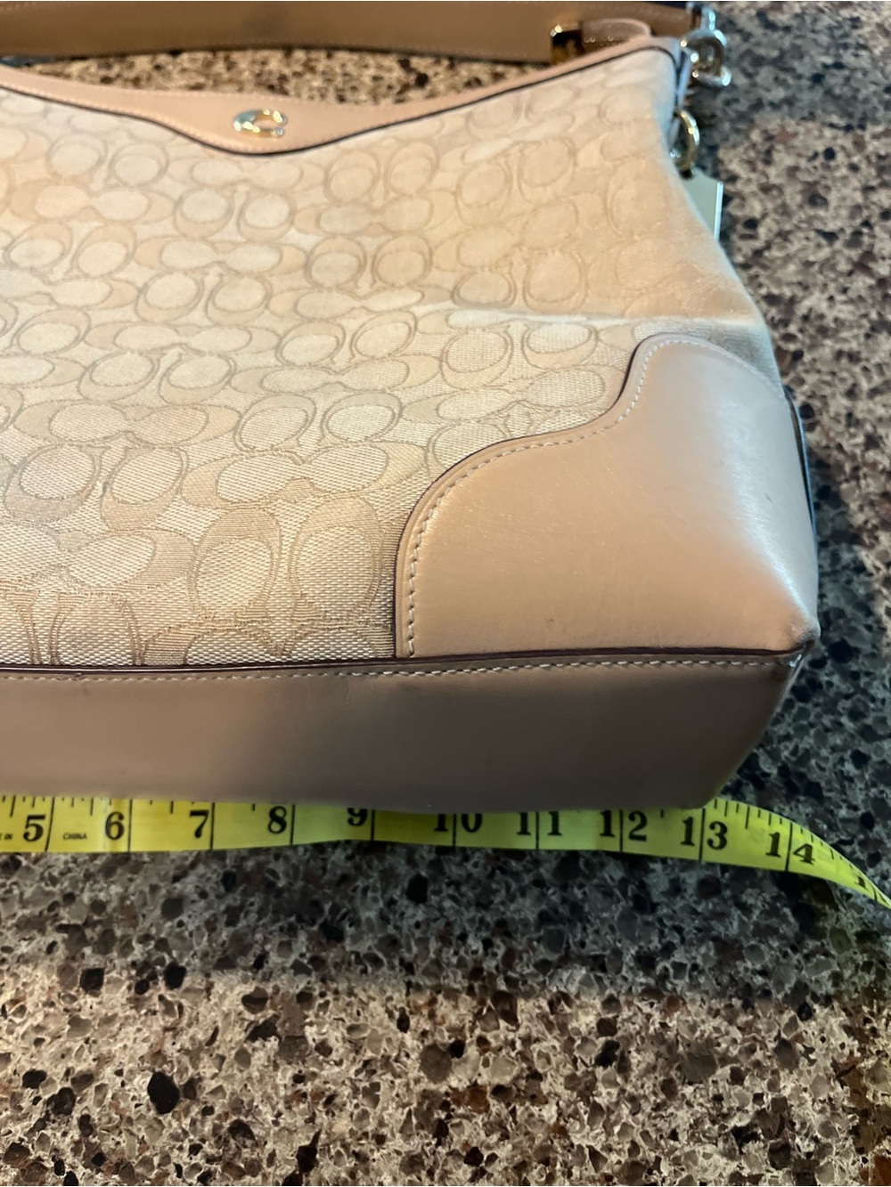 Coach Signature Canvas Hobo Shoulder Bag in Beige and Tan - Picture 8 of 10
